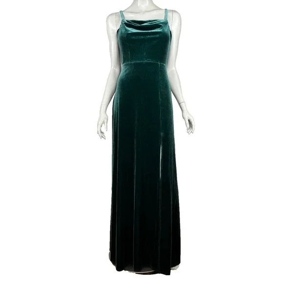 Birdy Grey Ash Dress Velvet Emerald Bridesmaid Dress Women S NWT Front Slit